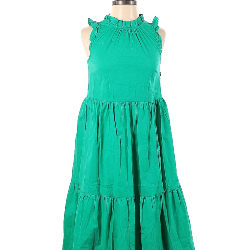 I. Crew Factory Tiered MIDI dress in Green Sz 2